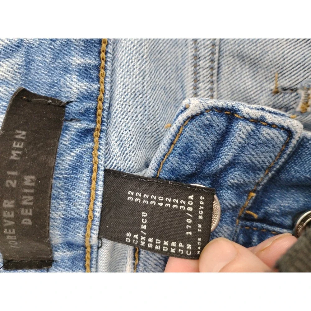 Forever 21 Men Blue‎ Denim Jeans Button-Fly Skinny Men's Waist Size 32 (30x32)